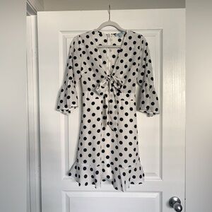 White Polkadot She + Sky Mini Dress Size Small